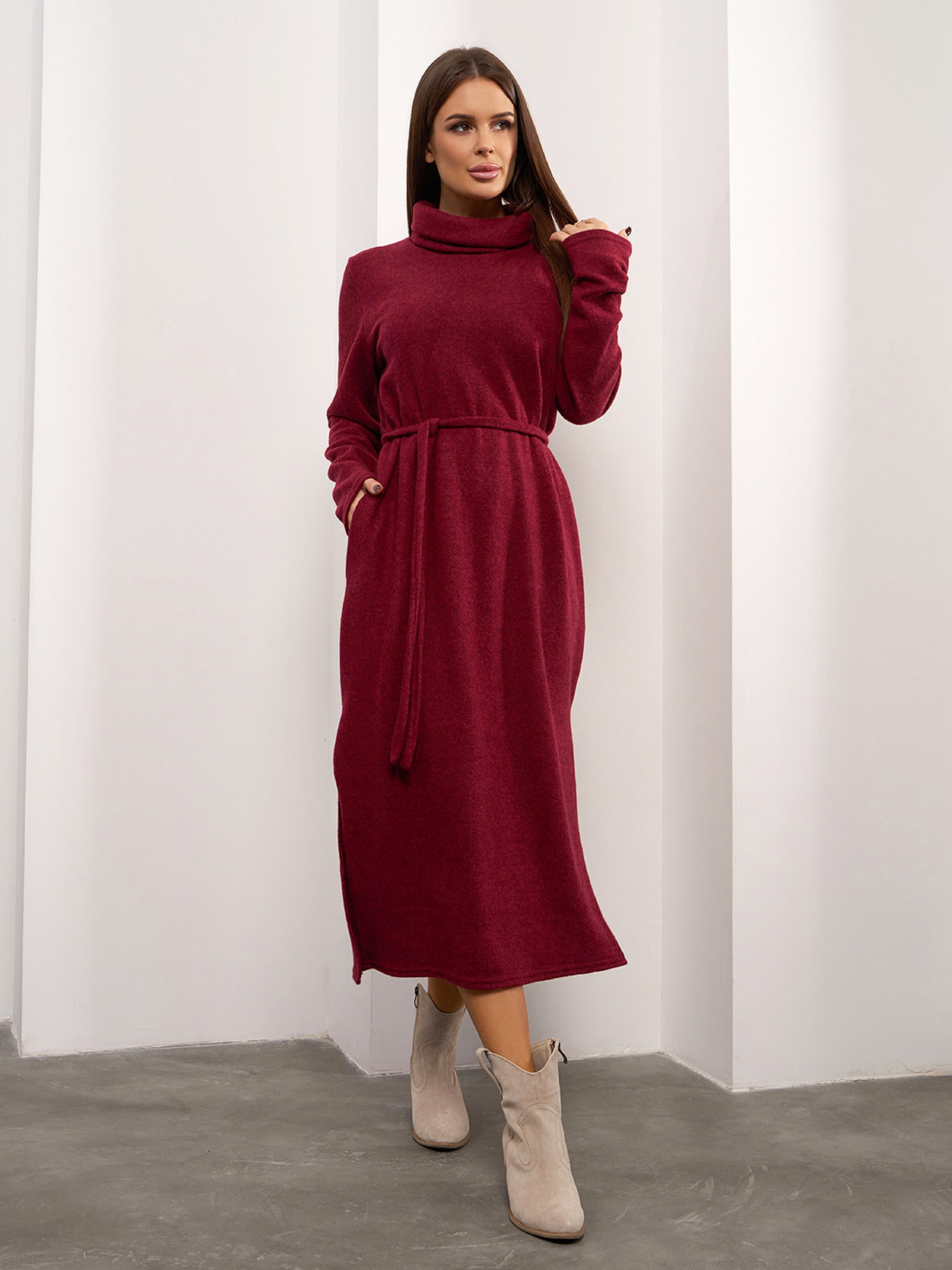 Платье миди ISSA Plus модель 14920_бордовый Фото