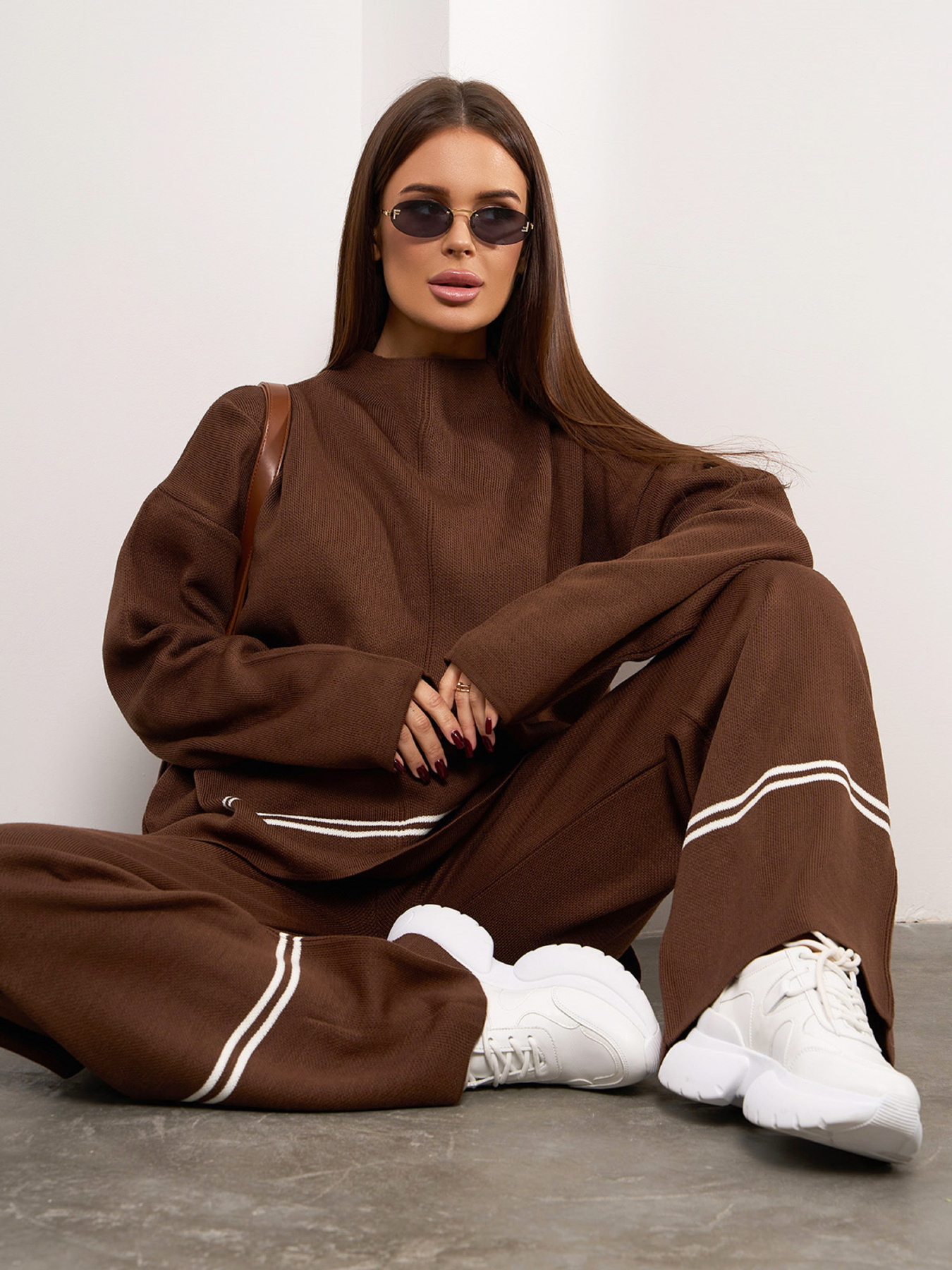 Повсякденний костюм ISSA Plus модель WN20-690_коричневый Фото