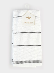 Кухонное полотенце "Традиции" хлопковое белое с серым MBM MY HOME модель KT-11 M WHITE/GRAY Фото