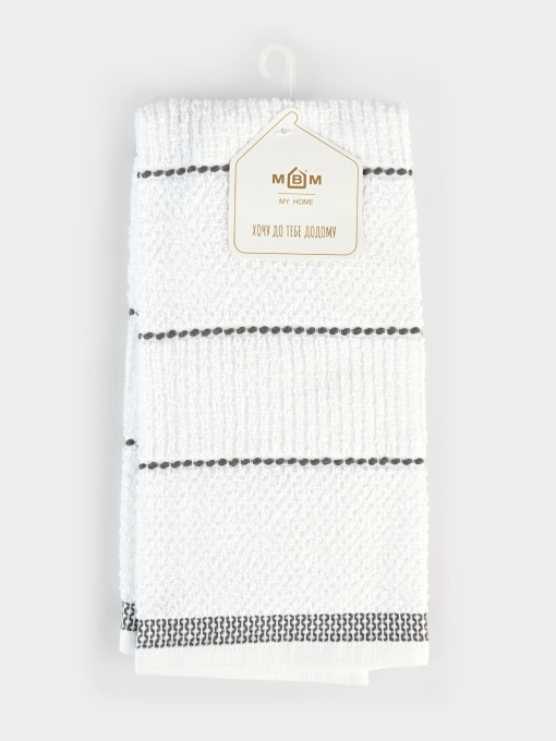 Кухонное полотенце "Традиции" хлопковое белое с серым MBM HOME модель KT-11 M WHITE/GRAY Фото