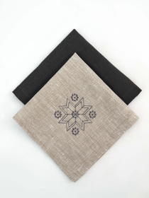 Сет з 2-х столових серветок з льону з машинною вишивкою "Зірка" GNIZDO Модель 2LTNSMEZ Фото