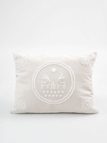 Декоративна подушка зі зйомною наволочкою з ручною вишивкою "Олені" GNIZDO модель 1CCHEDCETTCCGKI Фото
