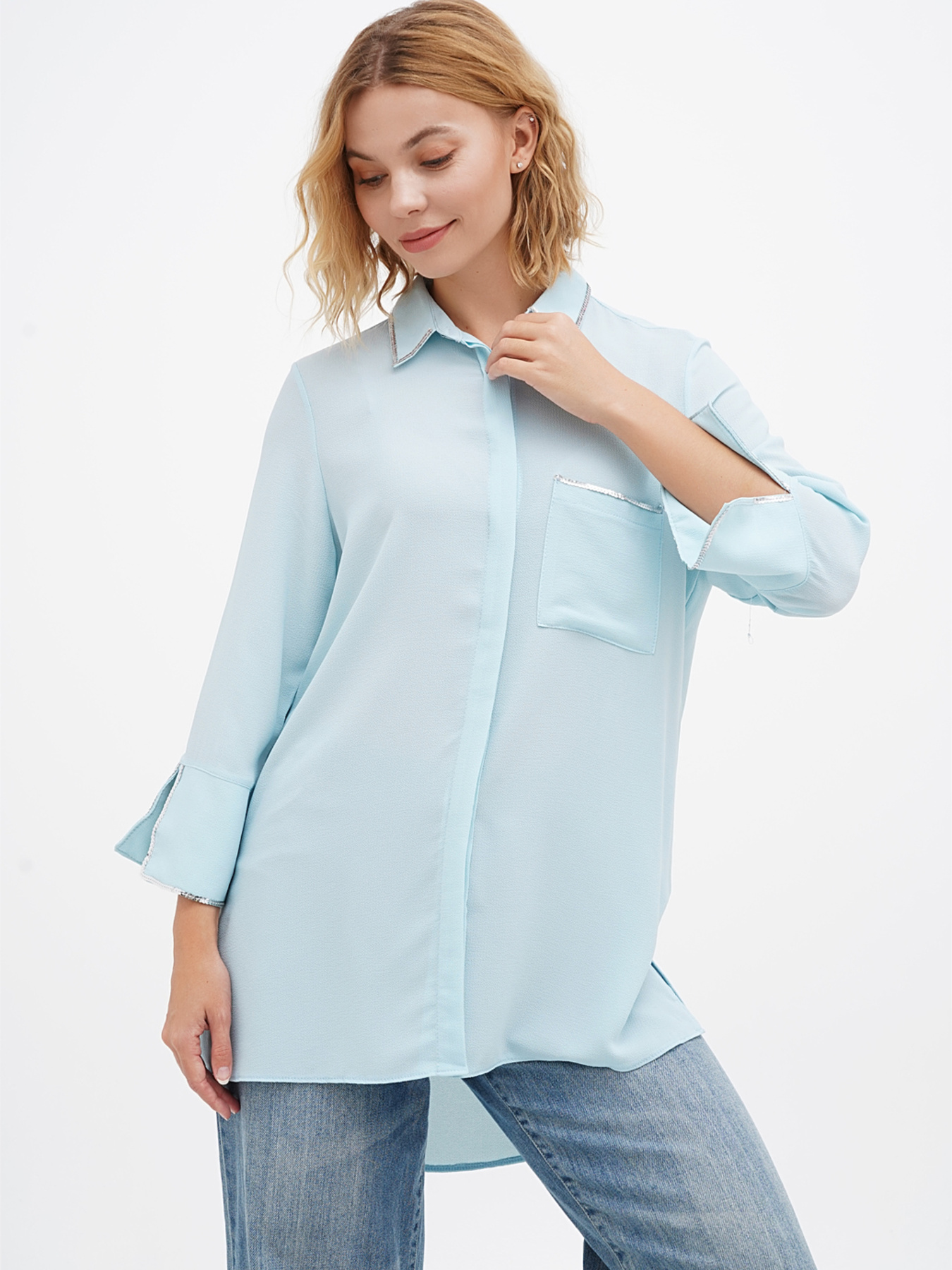 Блуза Sassofono модель A271-SC-1571_голубой Фото