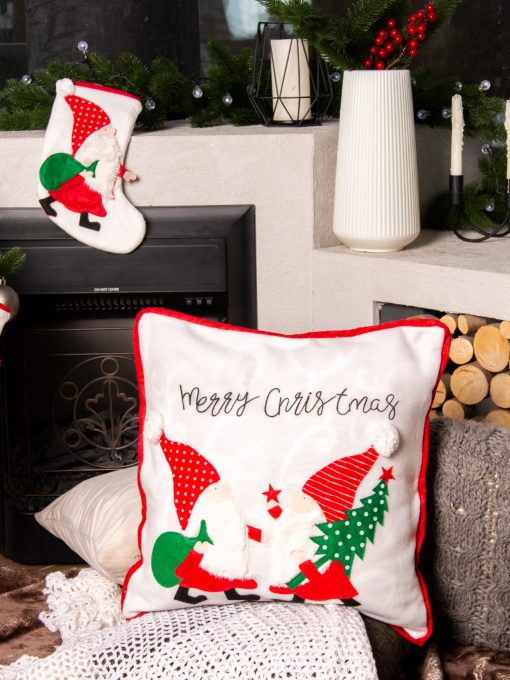 Новогодняя декоративная подушка с аппликацией MBM MY HOME модель DH-NY-67 COLOR Фото
