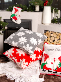 Новогодняя декоративная подушка серая MBM MY HOME модель DH-NY-68 GRAY Фото