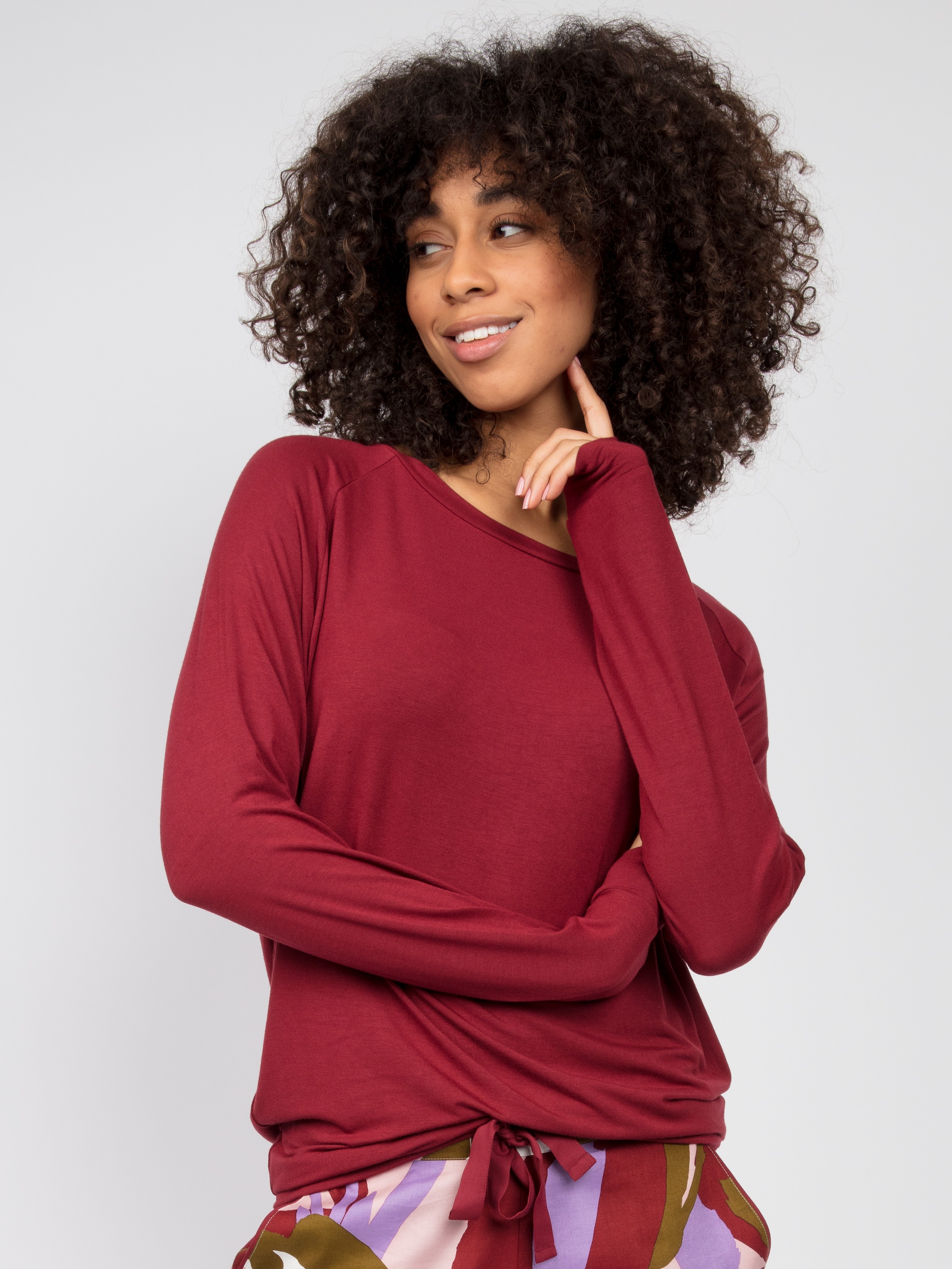Жіноча Кофта для дому CYBERJAMMIES Nina (4912) колір бордовий, матеріал модал CYBERJAMMIES - купити в Україні