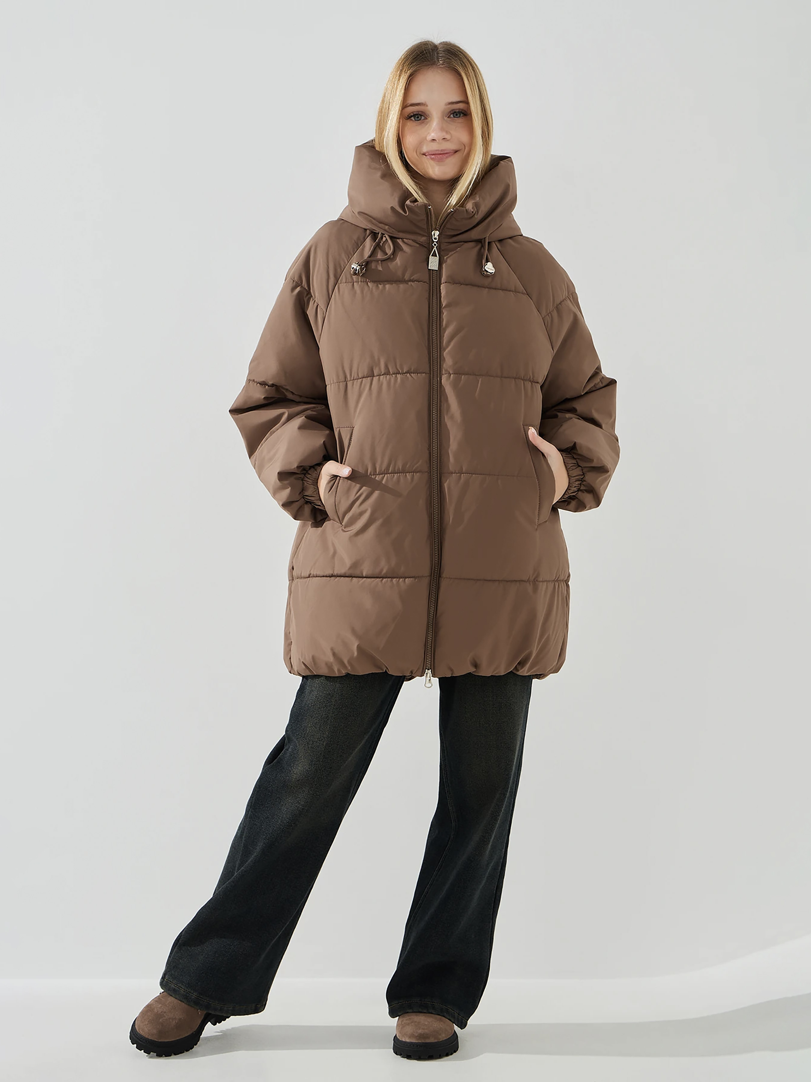 Дитяча Зимова куртка Dinomin  (D-3958) колір коричневий, матеріал поліестер