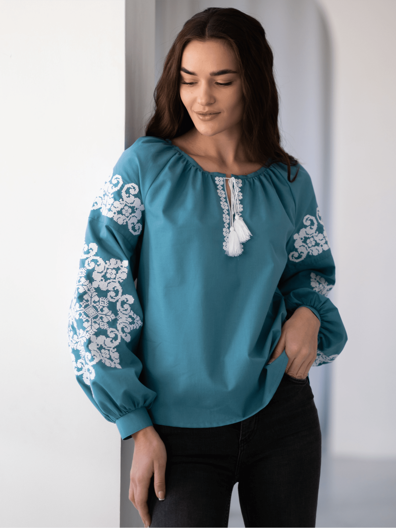 Вышитая рубашка Едельвіка модель 899-18-00aqua Фото