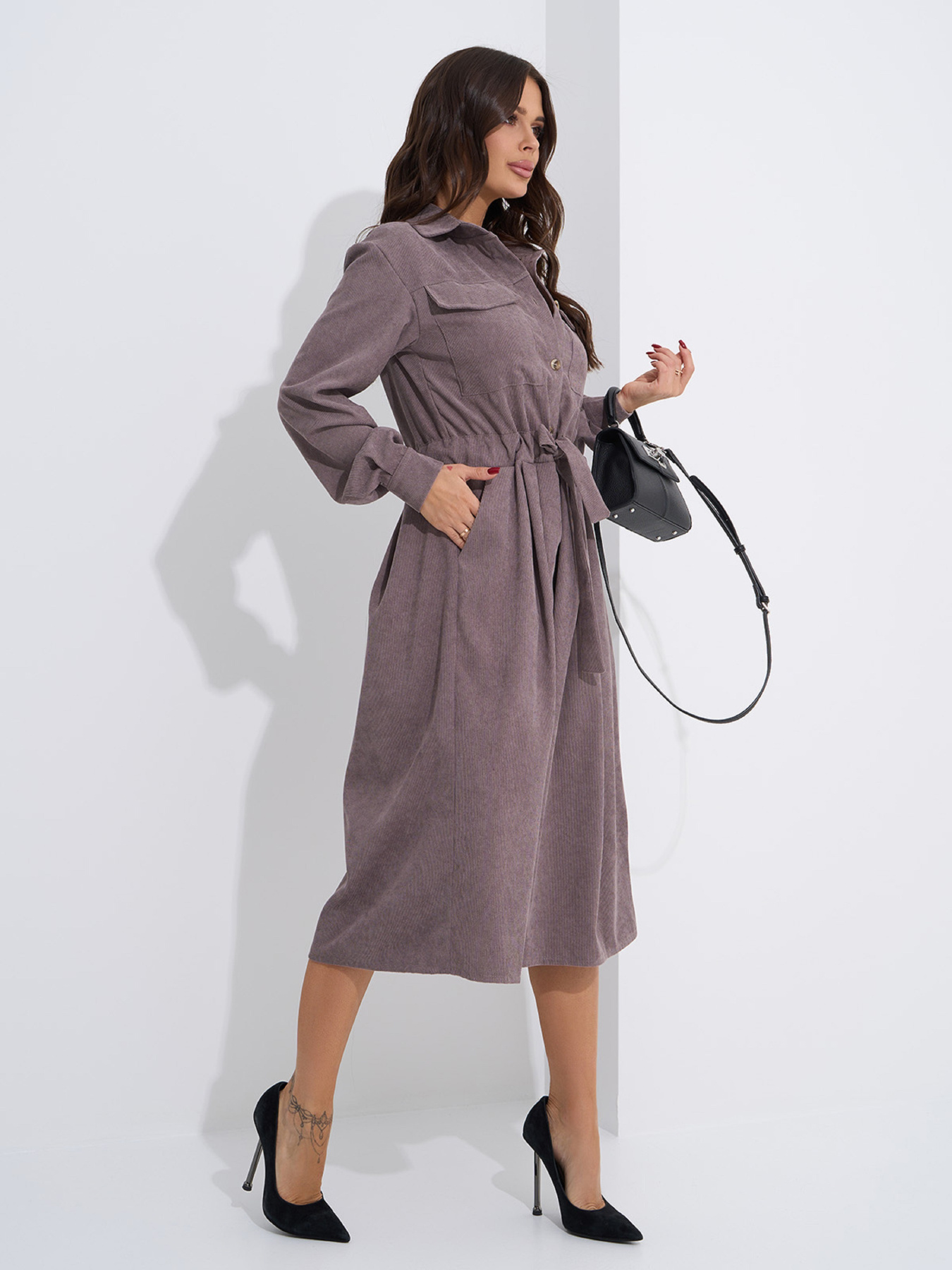 Платье миди ISSA Plus модель SA-561_темно_сиреневый Фото