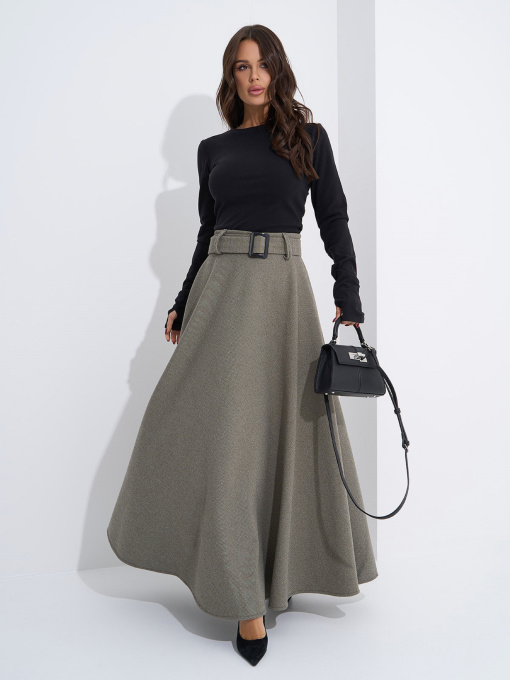Спідниця максі ISSA Plus модель 14942_оливковый Фото