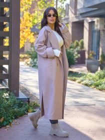 Пальто ISSA Plus модель 14947_бежевый Фото