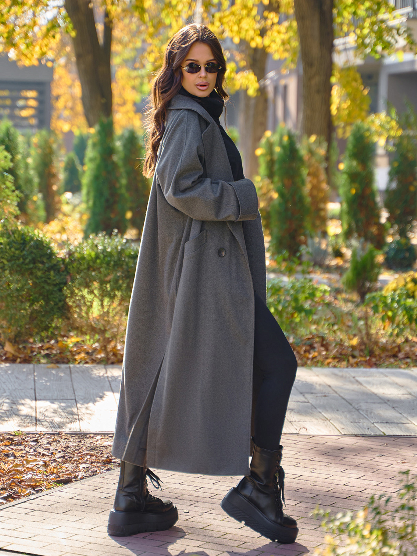 Пальто ISSA Plus модель 14947_серый Фото