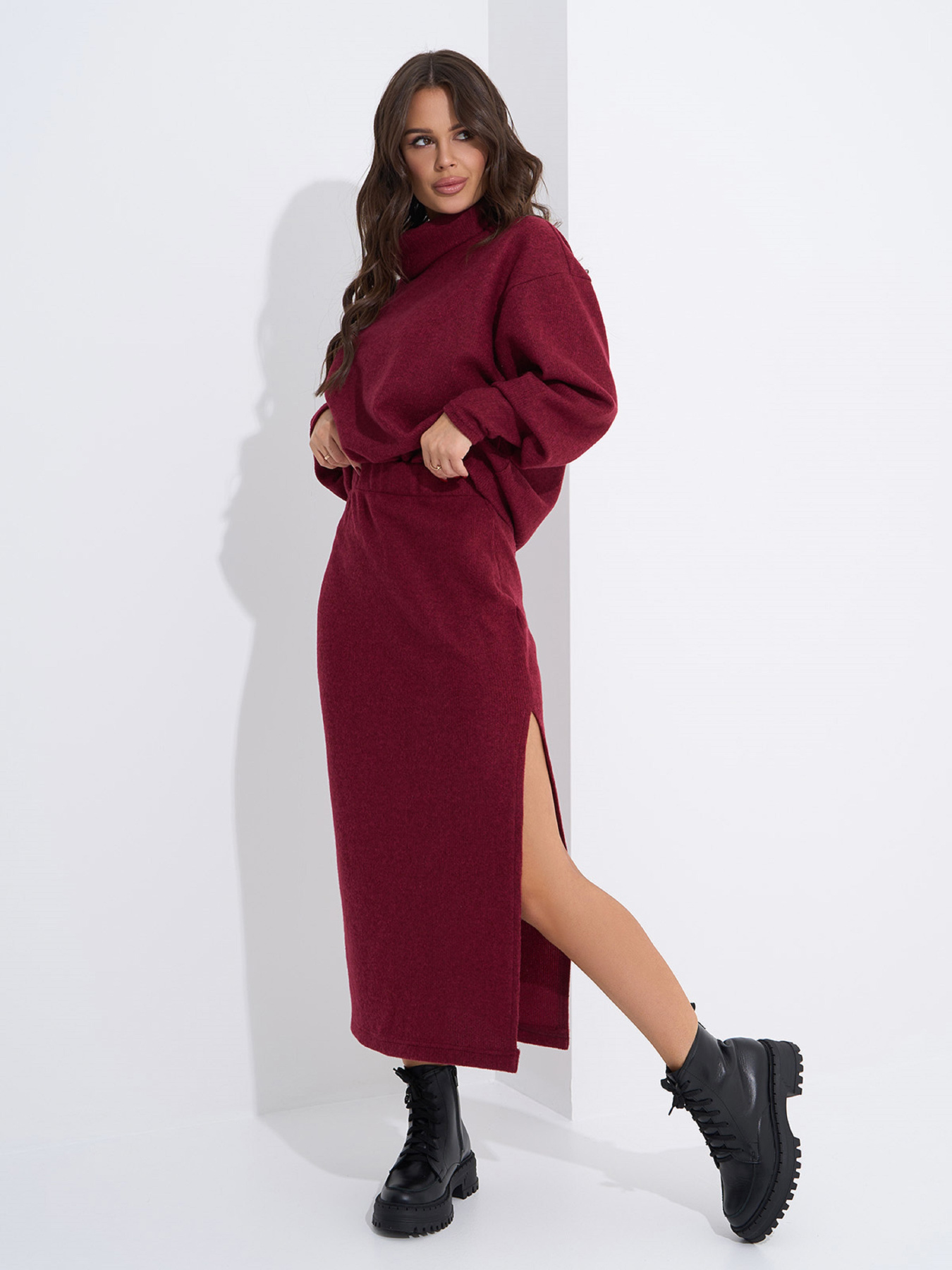 Повседневный костюм ISSA Plus модель 14952_бордовый Фото