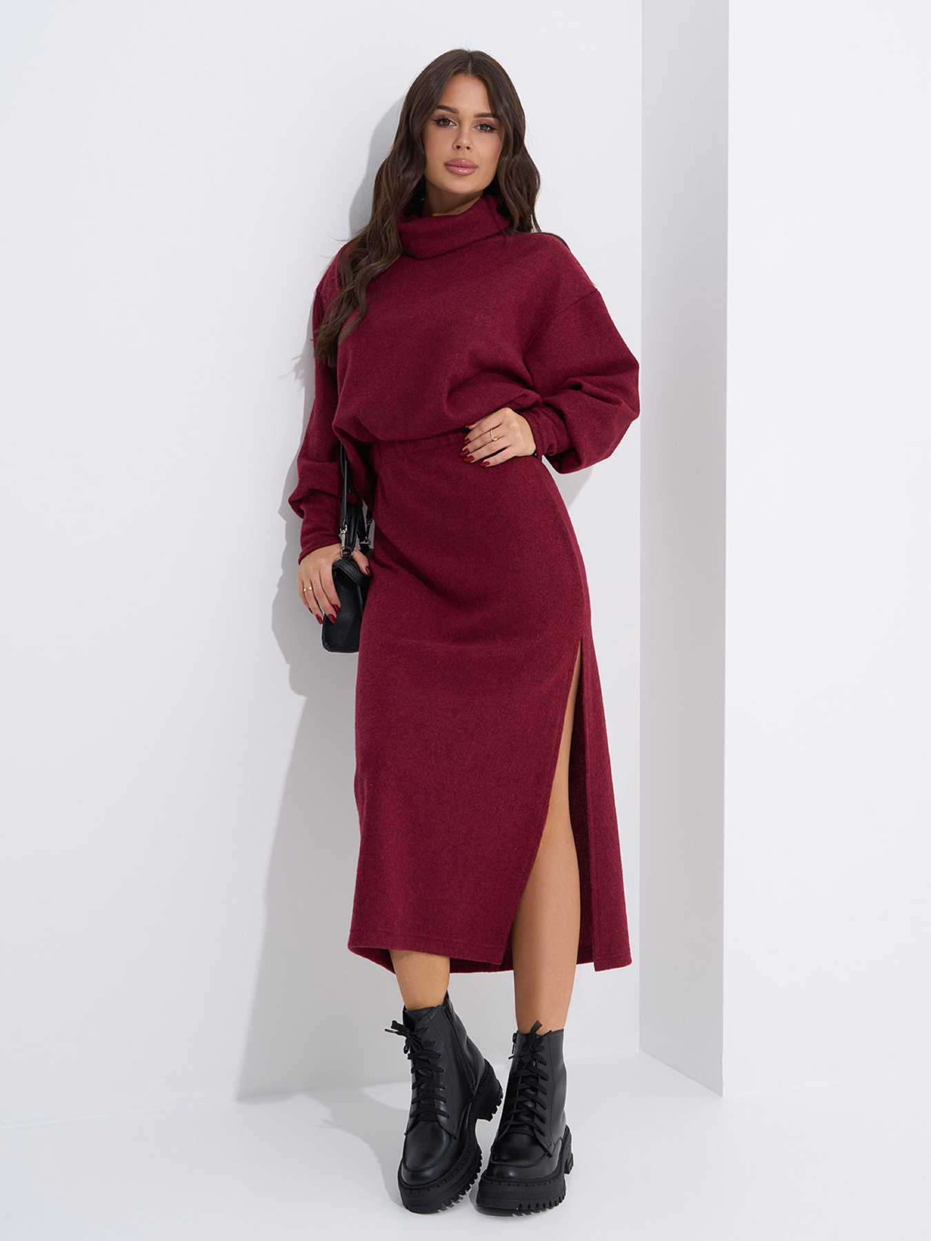 Повседневный костюм ISSA Plus модель 14952_бордовый Фото