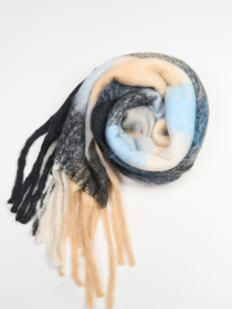 Шарф ISSA Plus Модель SH-61_черный_голубой Фото