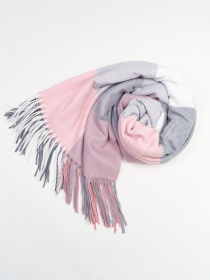 Шарф ISSA Plus Модель SH-64_серый_розовый Фото