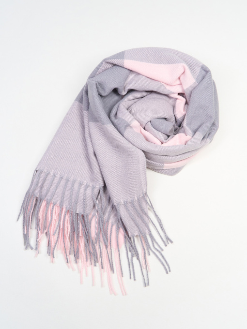 Шарф ISSA Plus Модель SH-65_серый_розовый Фото