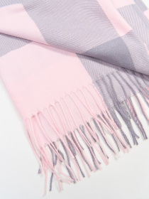 Шарф ISSA Plus модель SH-65_серый_розовый Фото