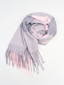 Шарф ISSA Plus модель SH-65_серый_розовый Фото