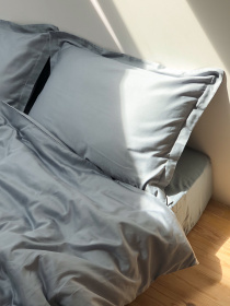 Простирадло без резинки сіро-блакитне Cozy модель 8008979 Простирадло без резинки сіро-блакитне Cozy модель 8008979 Фото