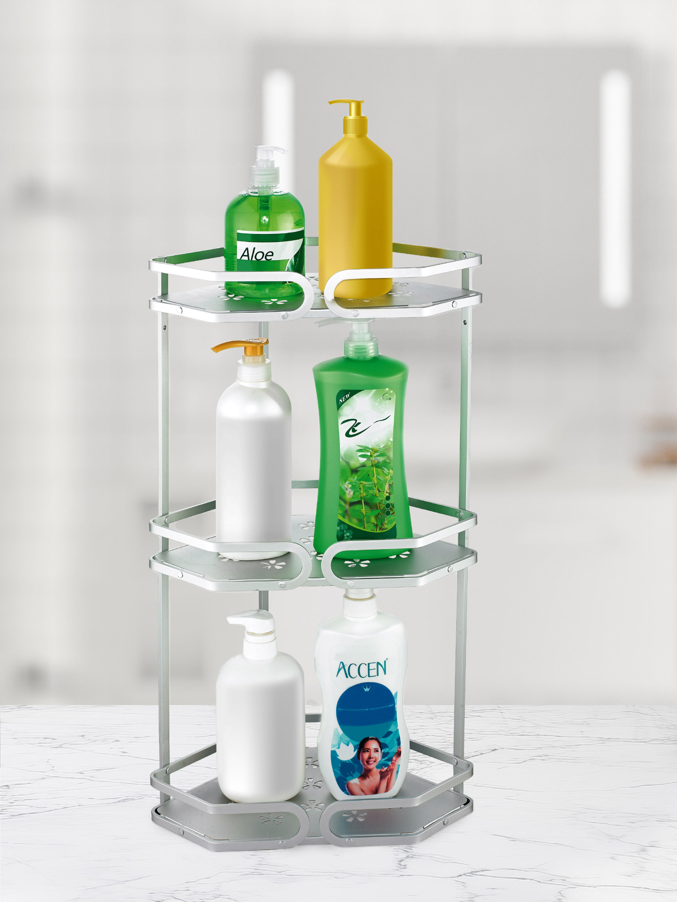 Полка трехъярусная угловая алюминиевая Homax модель EBA-4030 AL Фото