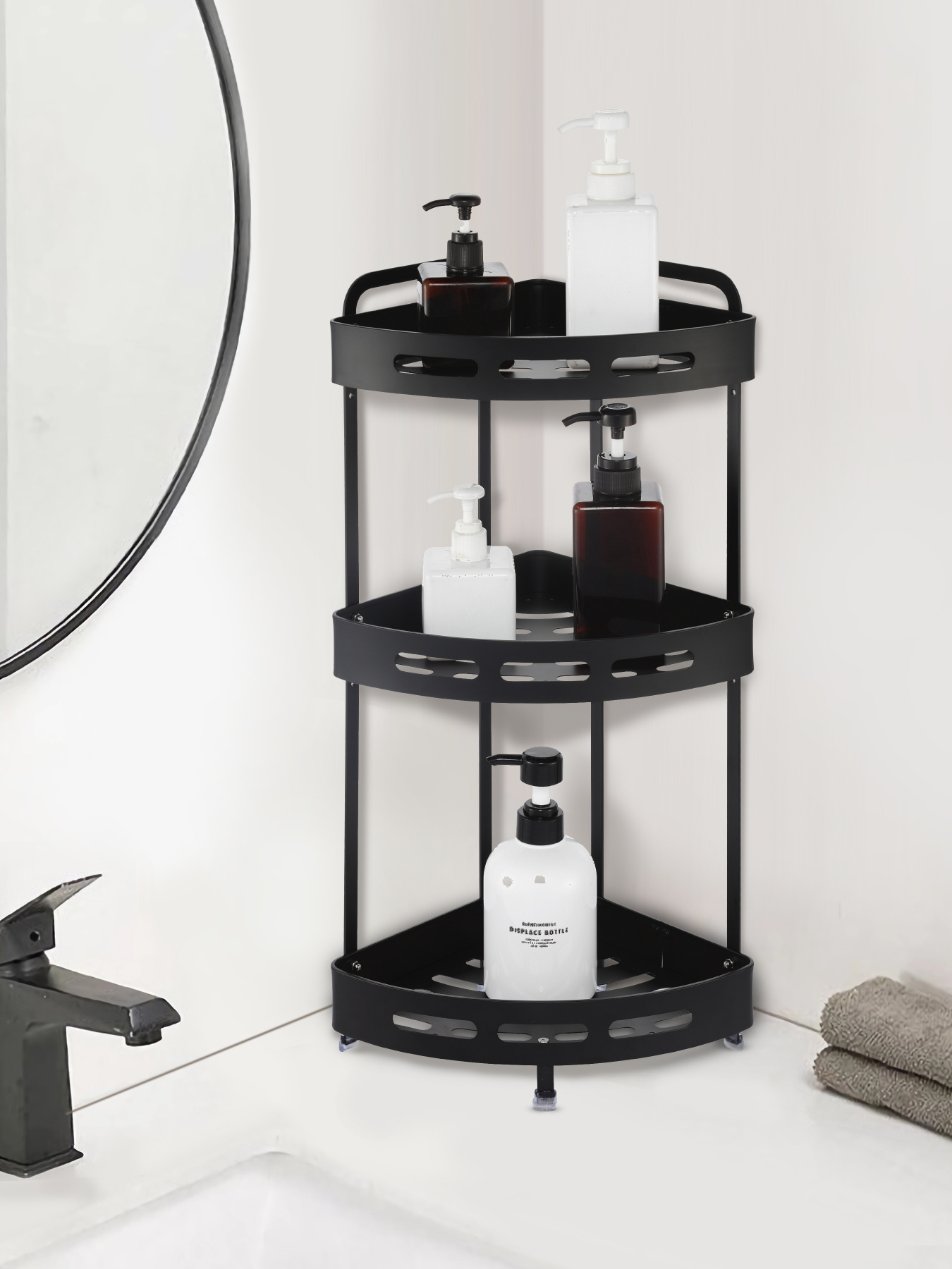 Полиця трьохярусна кутова алюмінієва Homax модель EBA-3530 BL Фото