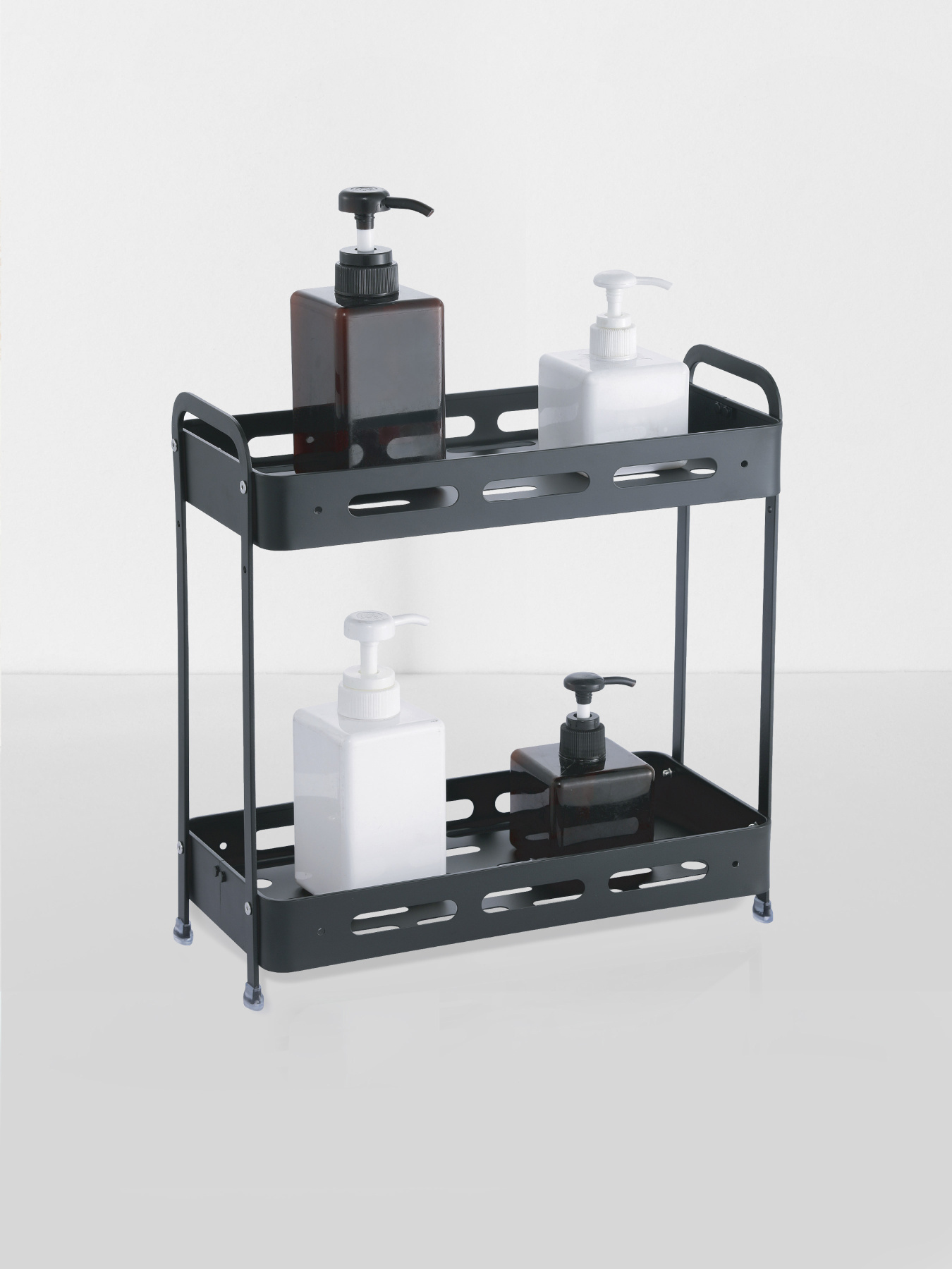 Полка двухъярусная прямоугольная алюминиевая, черная Homax модель EBA-3540 BL Фото