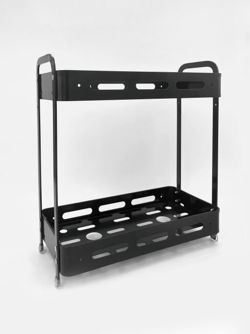 Полка двухъярусная прямоугольная алюминиевая, черная Homax модель EBA-3540 BL Фото