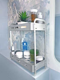 Полка двухъярусная прямоугольная алюминиевая, черная Homax модель EBA-3540 AL Фото