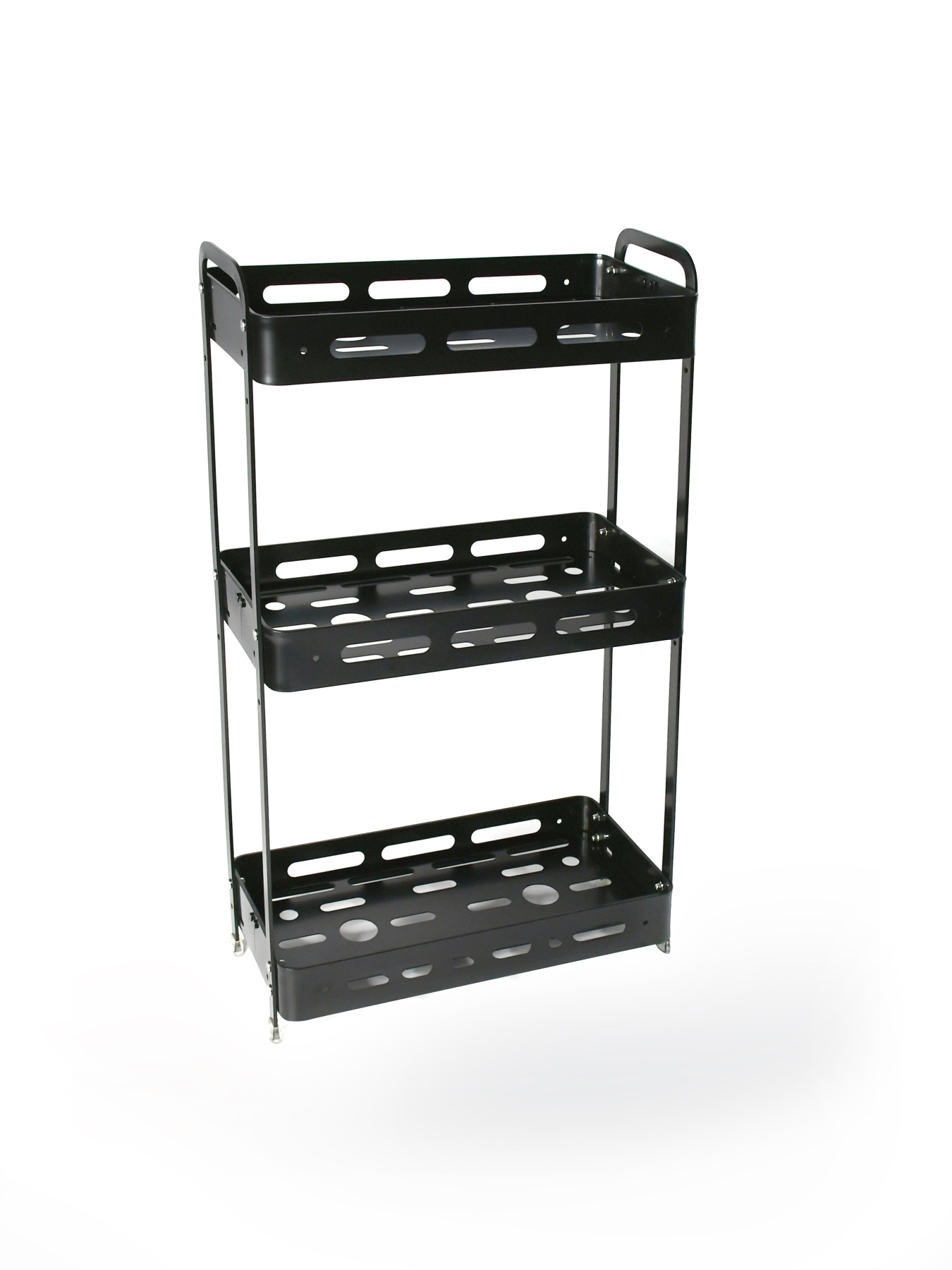 Полиця трьохярусна прямокутна алюмінієва, чорна Homax модель EBA-3550 BL Фото