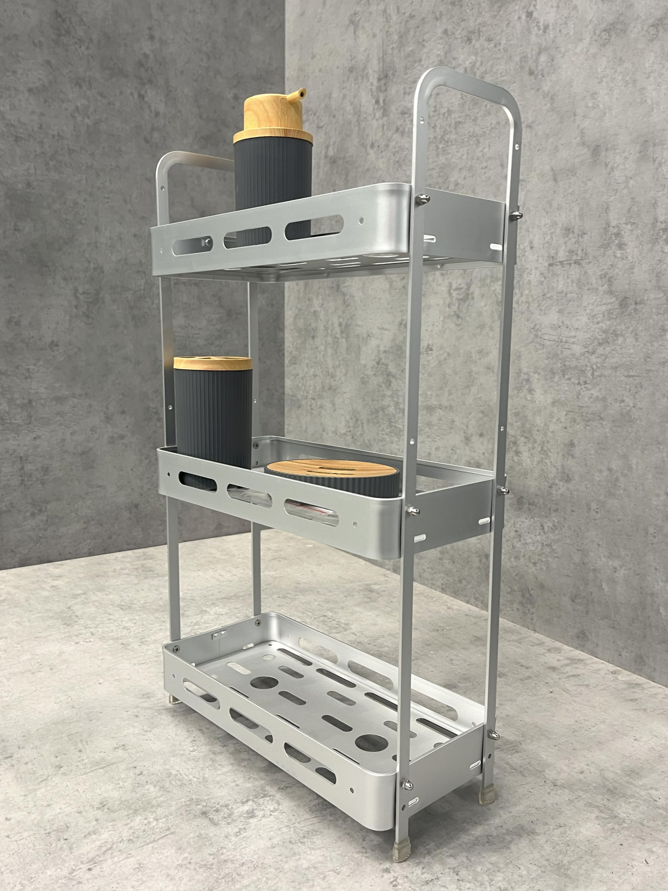 Полиця трьохярусна прямокутна алюмінієва, Homax модель EBA-3550 AL Фото