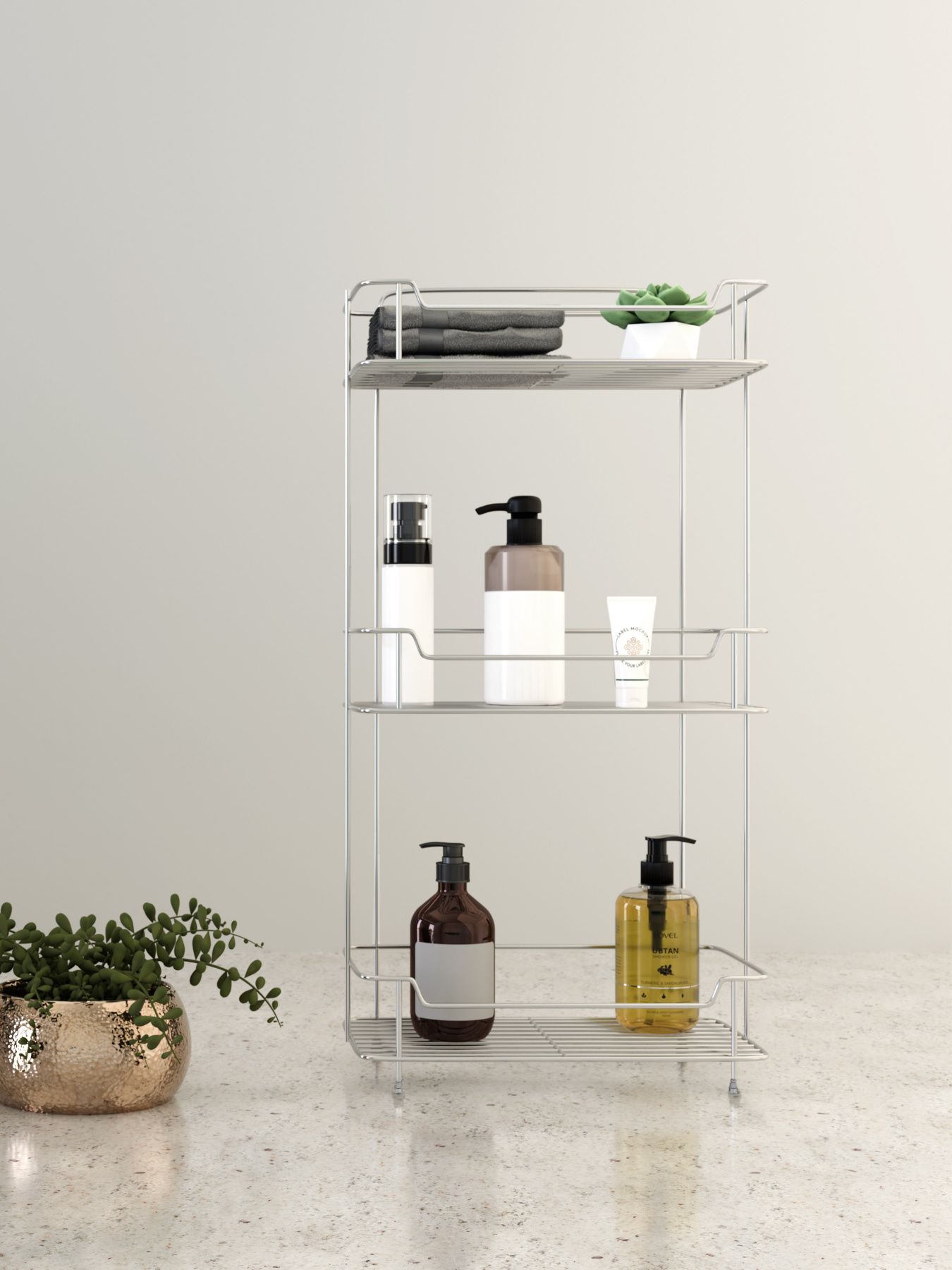 Полка трехъярусная нержавеющая сталь Homax модель EBA-5002 S/S Фото