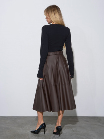 Спідниця міді ISSA Plus модель 14162_темно_коричневый Фото