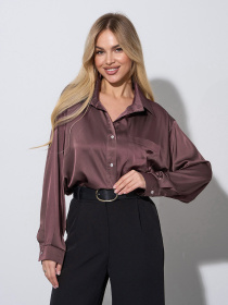 Сорочка повсякденна ISSA Plus модель 14957_коричневый Фото