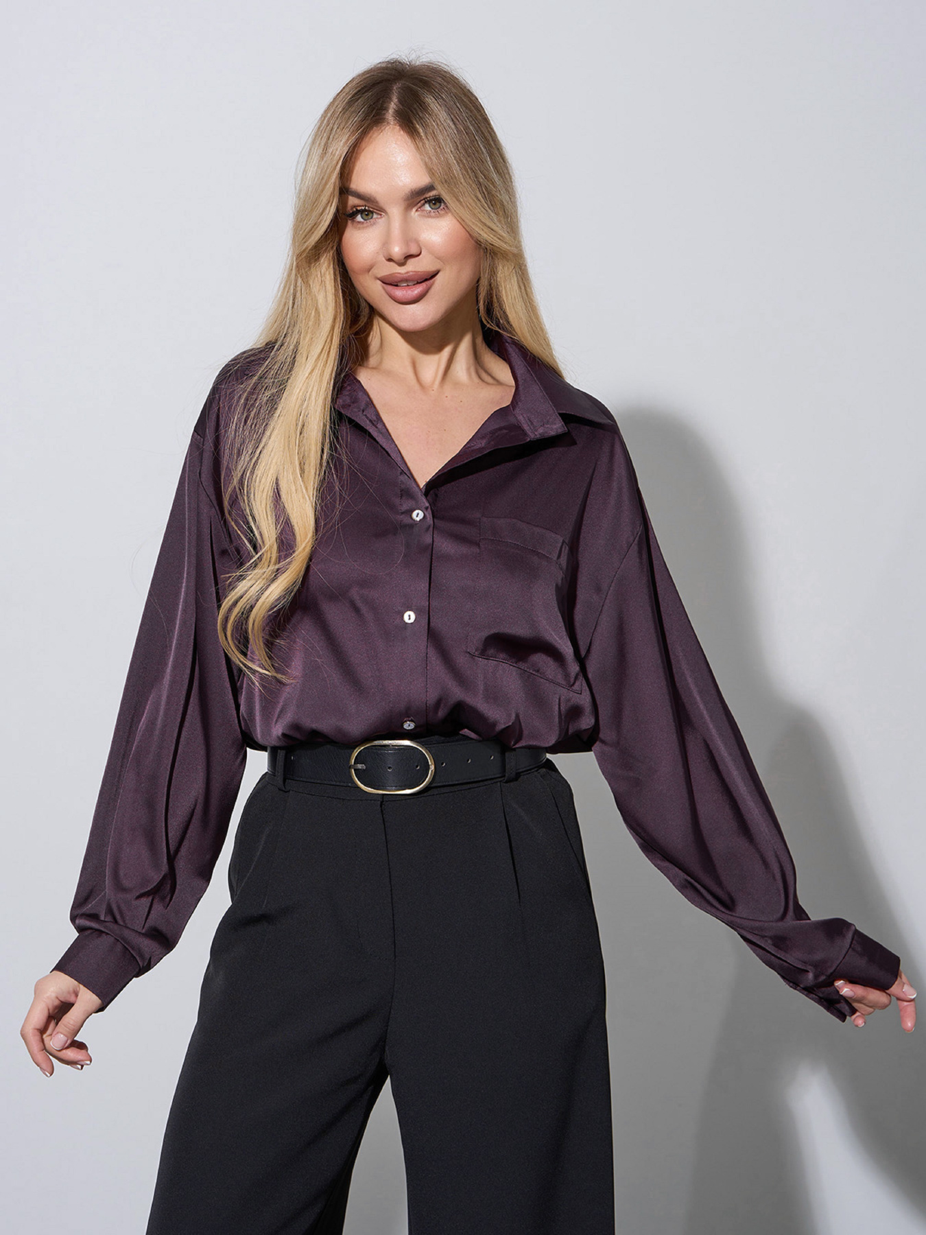 Сорочка повсякденна ISSA Plus модель 14957_темно_бордовый Фото