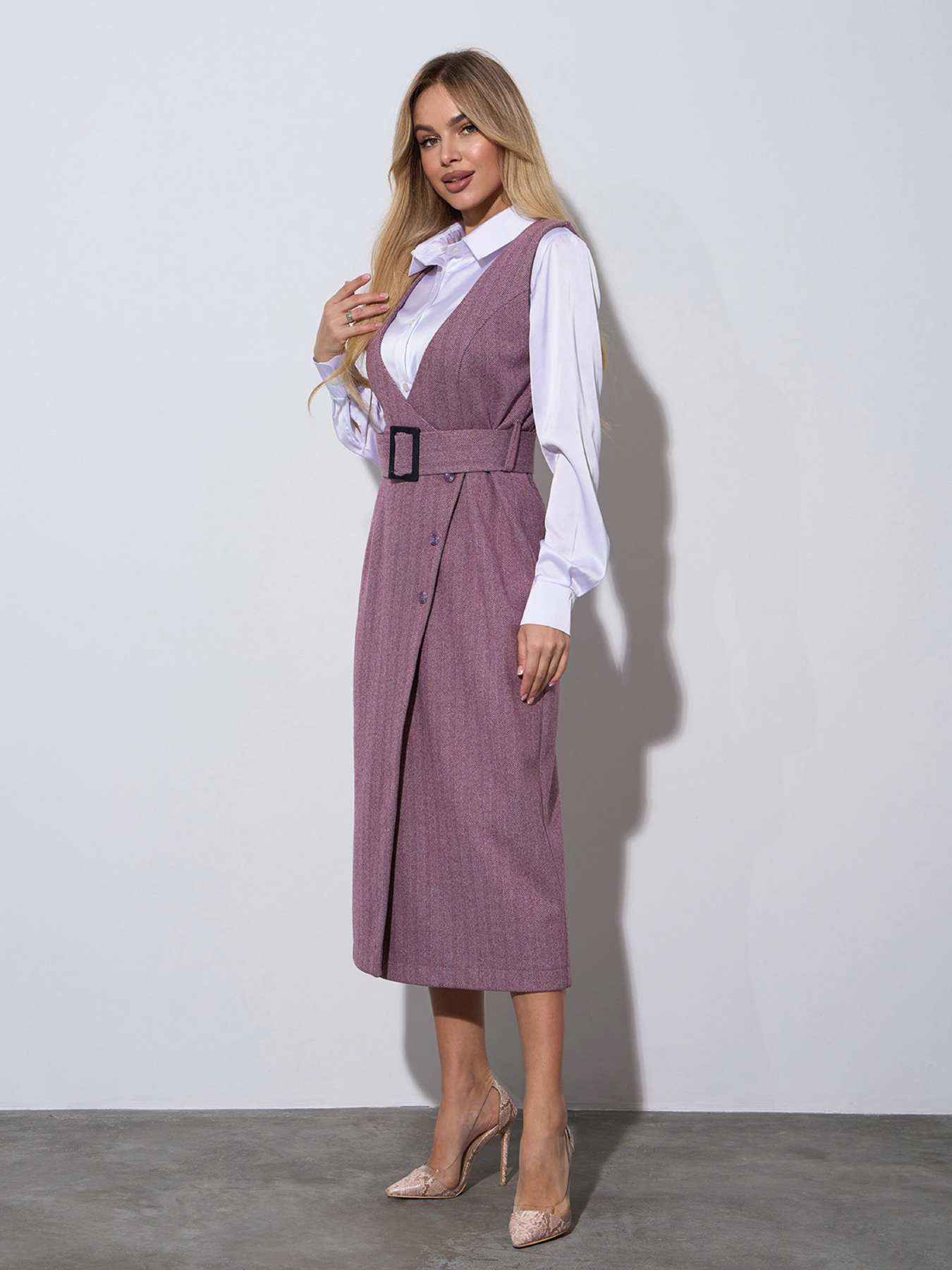 Платье миди ISSA Plus модель 14974_бордовый Платье миди ISSA Plus модель 14974_бордовый Фото