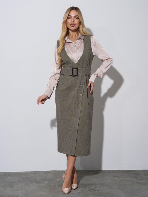 Сукня міді ISSA Plus модель 14975_хаки Фото