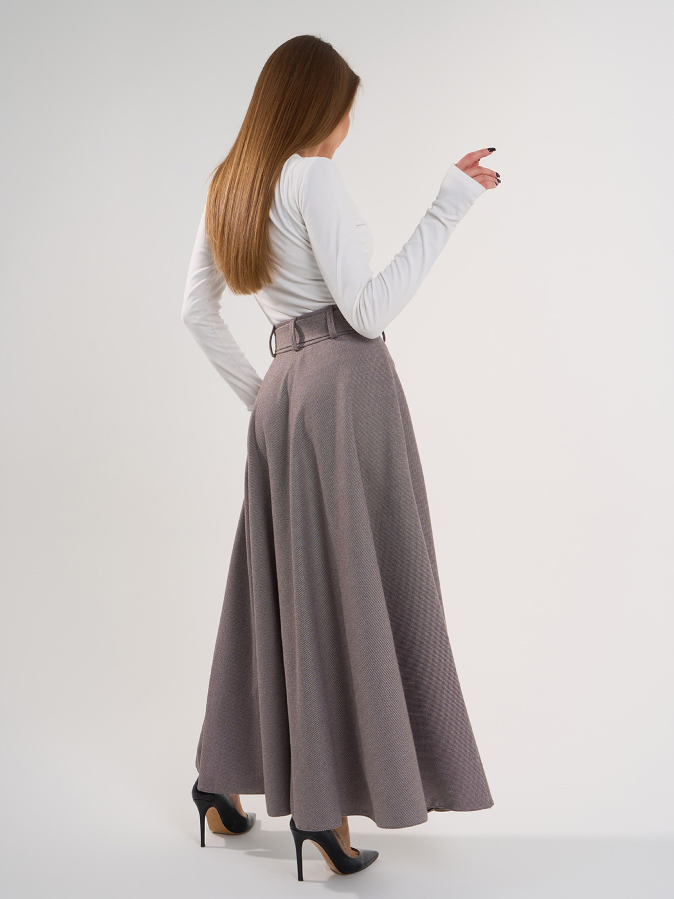 Юбка макси ISSA Plus модель 14930A_коричневый Фото