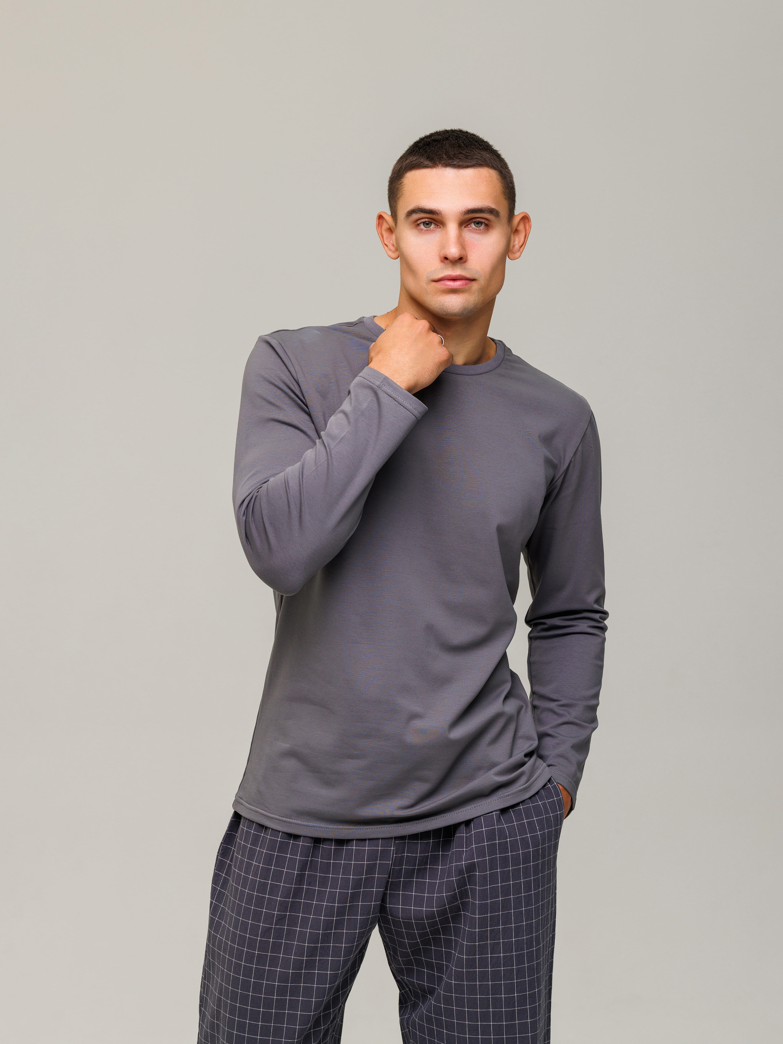 Бавовняний Чоловічий Лонгслів HANDY WEAR  (0649-0) колір сірий