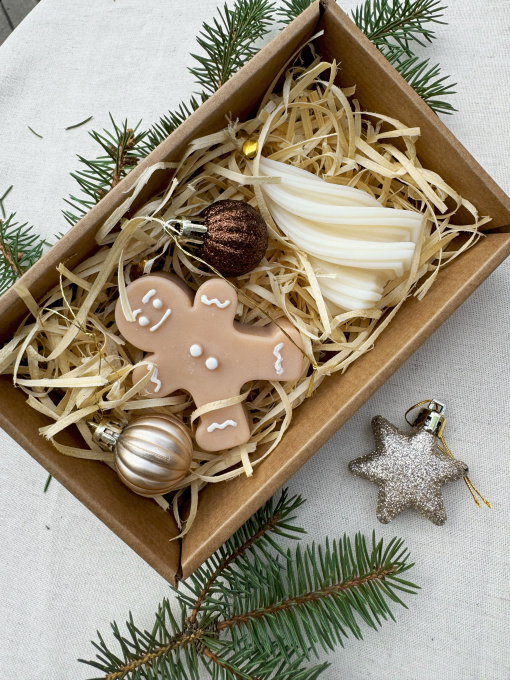 Рождественский набор ароматических свечей "Праздничный Дуэт", натуральный оливковый воск Candle Design модель 200.0072 Фото