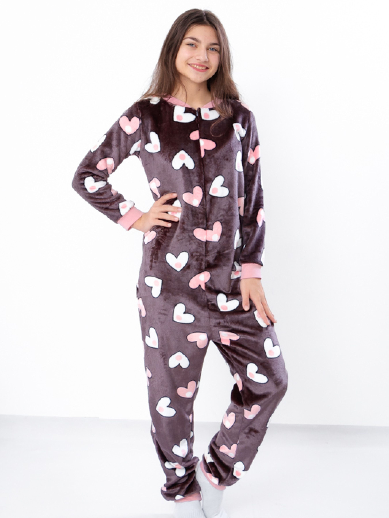 Пижама Носи своє модель 6167-035-2-serdechka-na-sro-korichnevomu Фото
