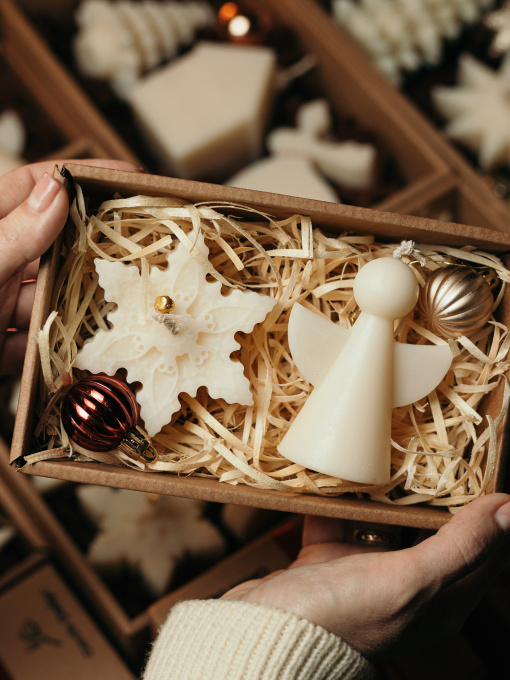 Набор ароматических свечей "Ангел и Снежинка", натуральный оливковый воск Candle Design модель 200.0079 Фото