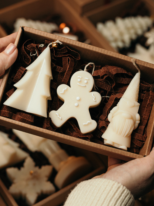 Набір ароматичних свічок "Святкові моменти", натуральний оливковий віск Candle Design модель 200.0080 Фото