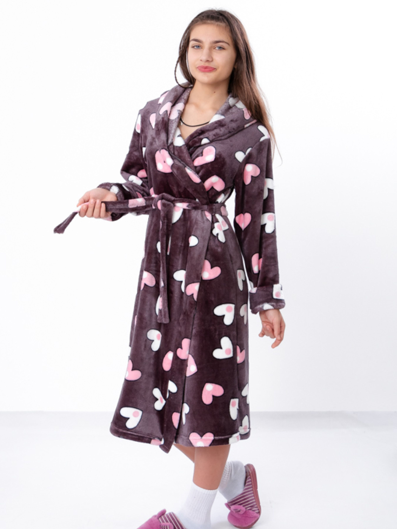 Халат Носи своє модель 6390-035-5-serdechka-na-sro-korichnevomu Фото