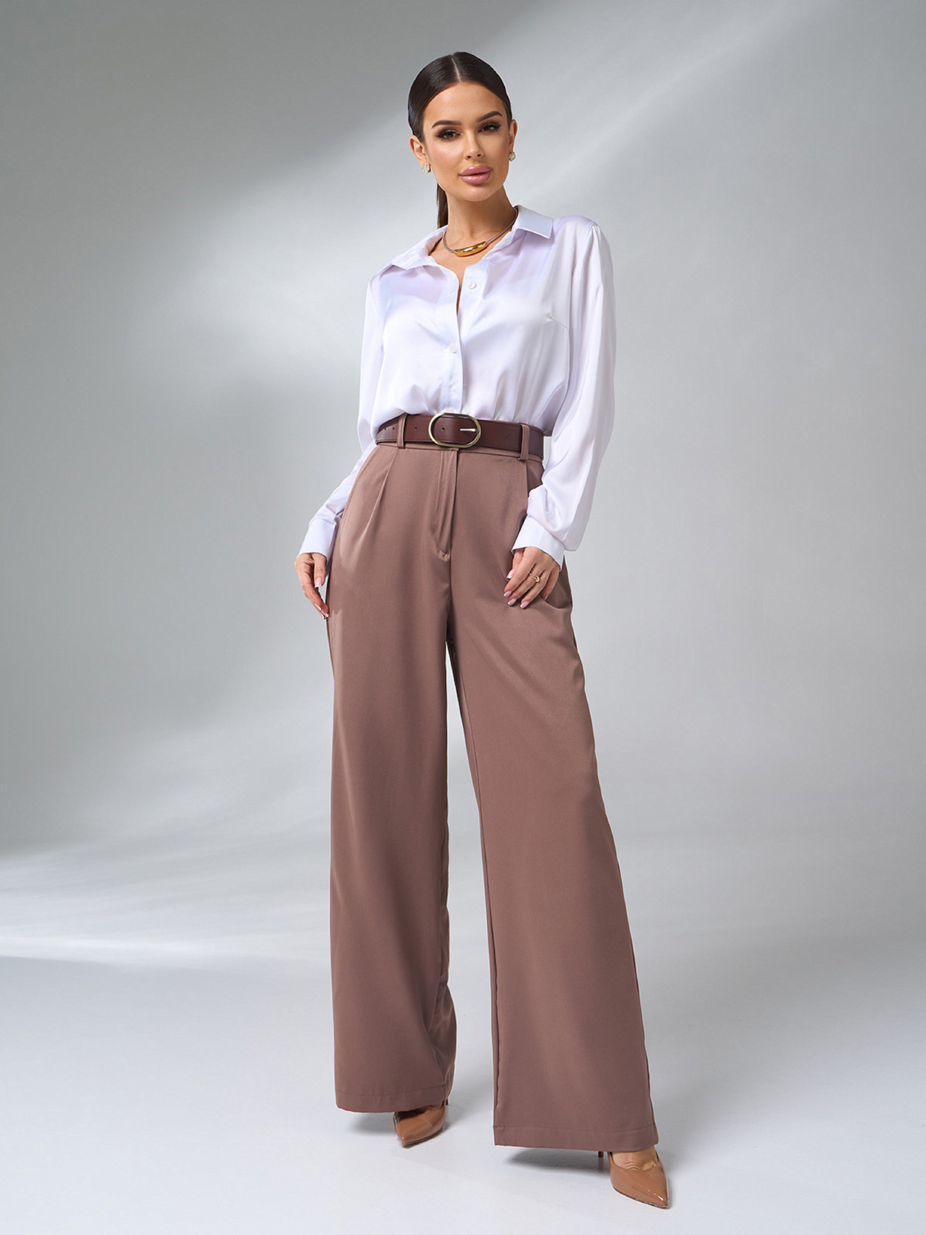 Штани палаццо ISSA Plus модель 14911_коричневый Фото