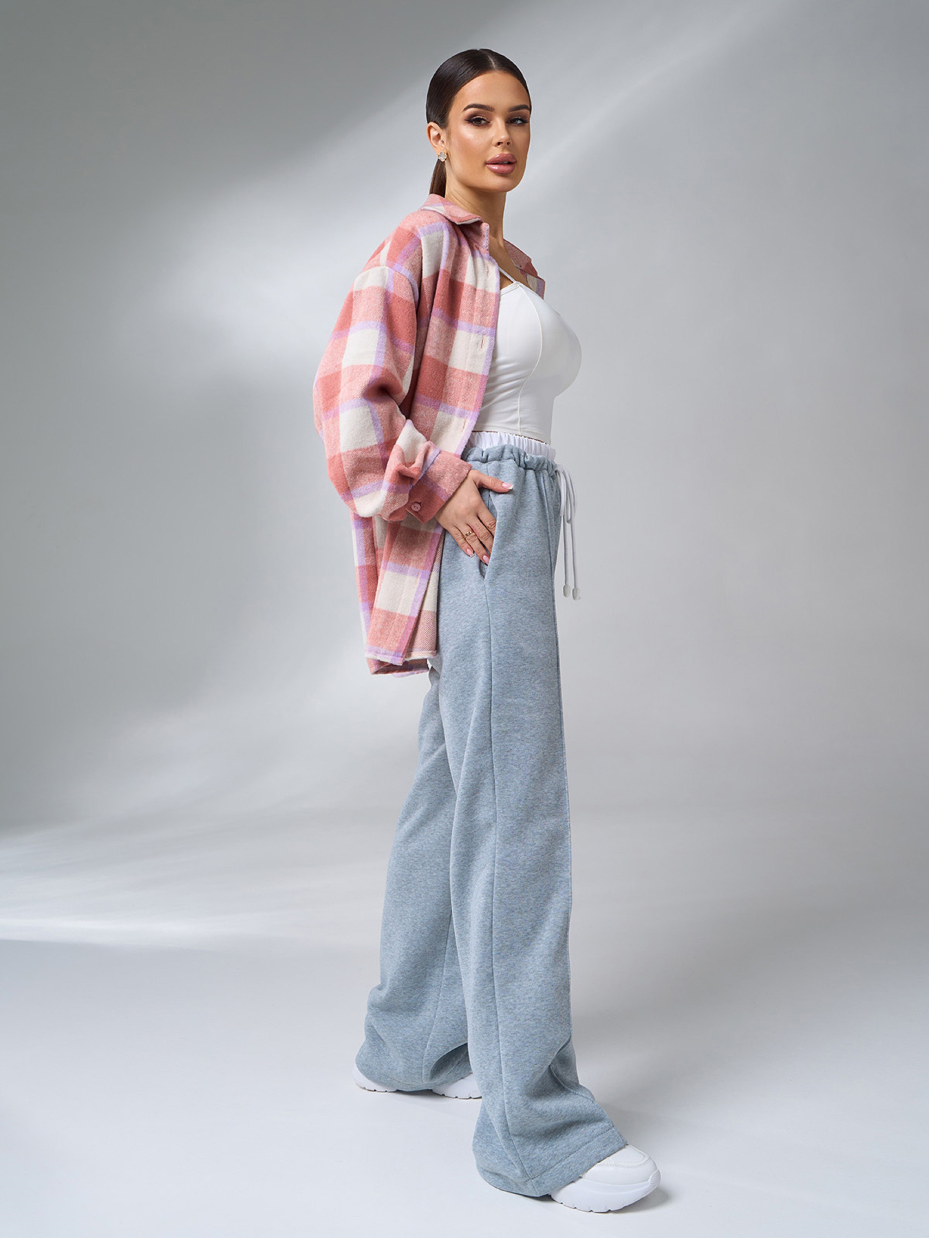 Брюки палаццо ISSA Plus модель 14909A_серый Фото