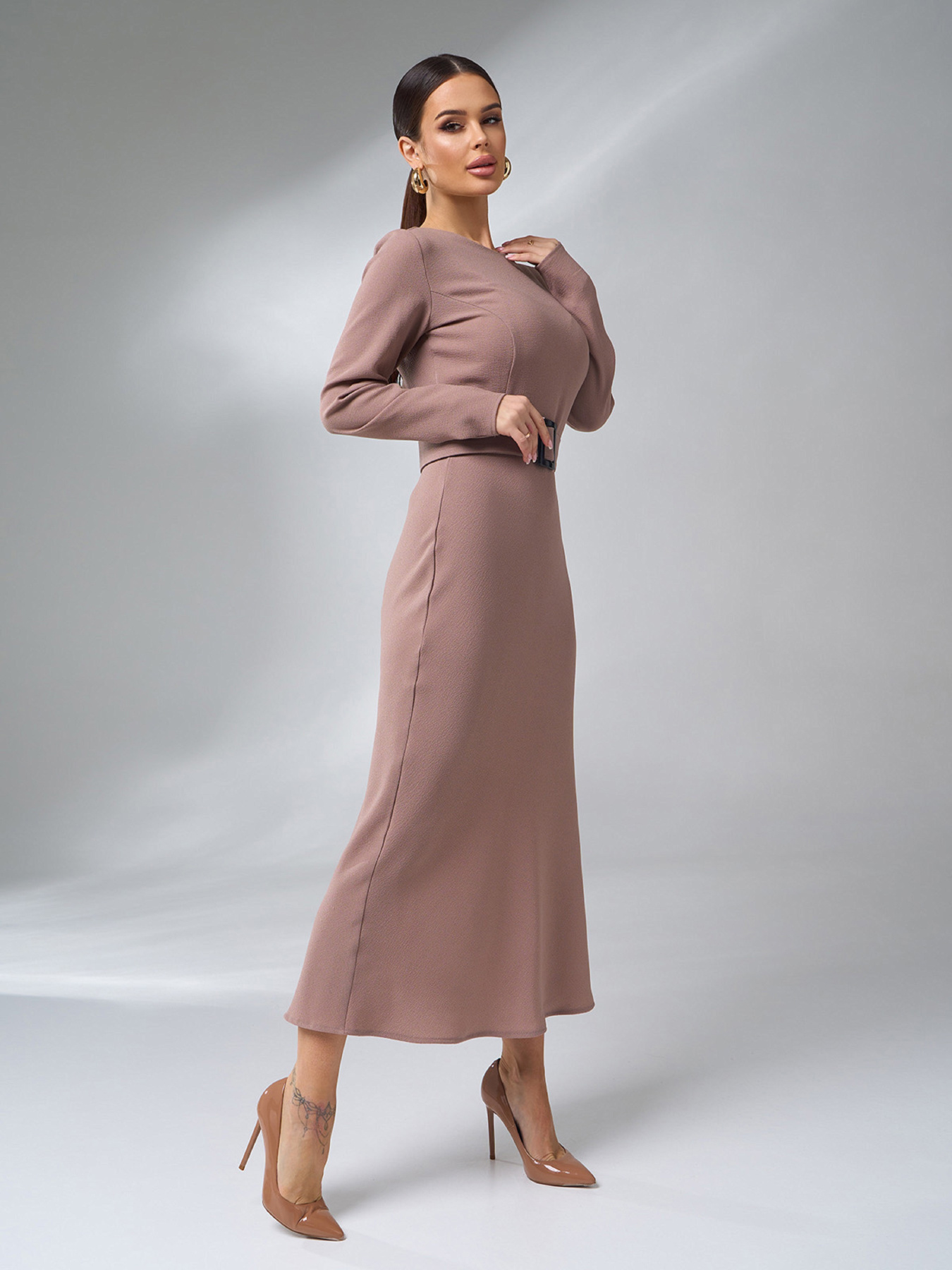 Сукня міді ISSA Plus модель 14988_бежевый Сукня міді ISSA Plus модель 14988_бежевый Фото