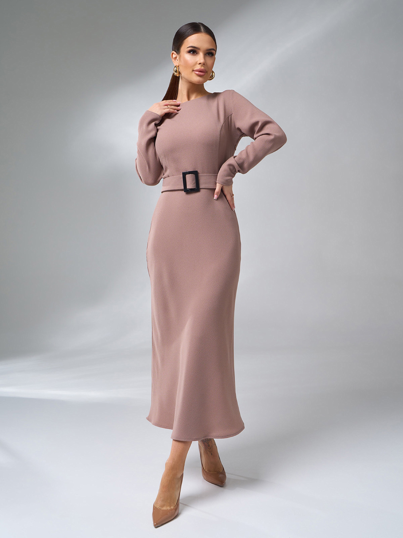 Сукня міді ISSA Plus модель 14988_бежевый Сукня міді ISSA Plus модель 14988_бежевый Фото