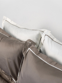 Комплект постільної білизни з преміум сатину з кантом INDIM модель CoffeeMilk123 Фото