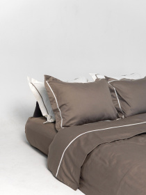 Комплект постільної білизни з преміум сатину з кантом INDIM модель CoffeeMilk123 Фото